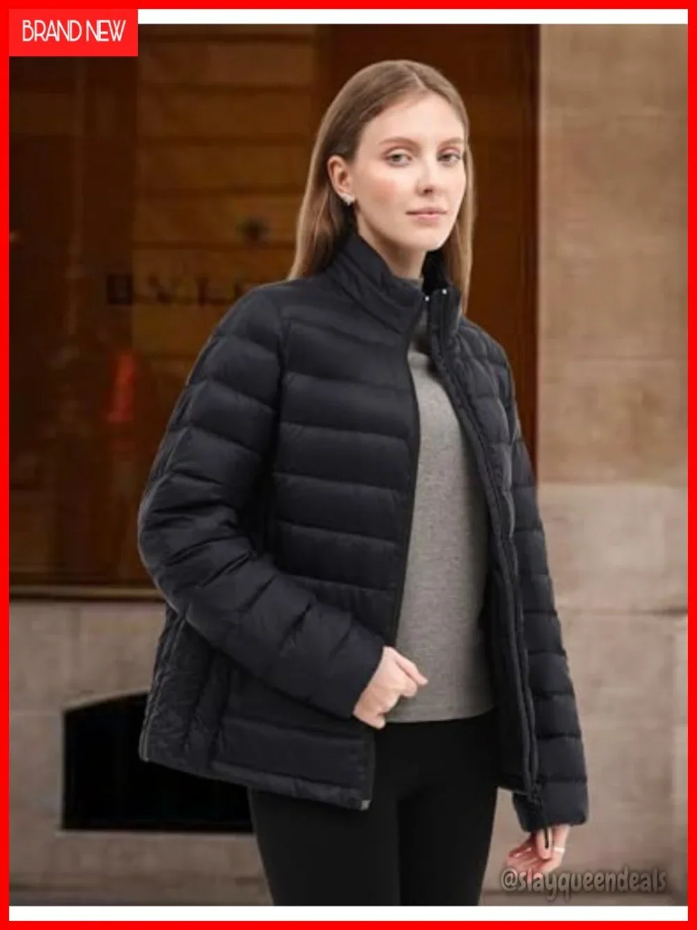 Lightweight Water-Resistant Stand-Collar Full Zip Puffer Coat